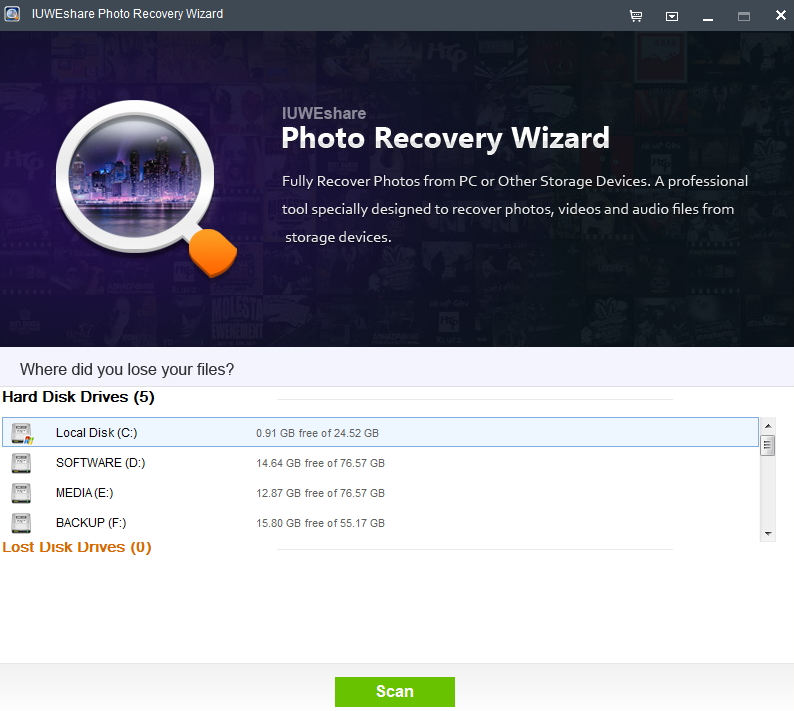 launch iuweshare digital camera photo recovery