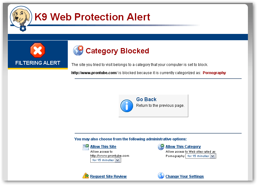 k9 web protection user accounts