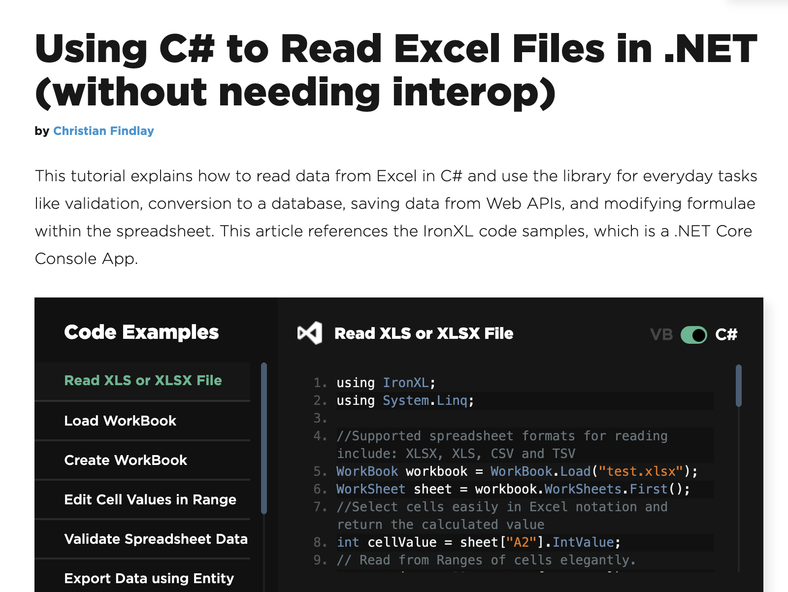 C read file. C# read. C# excel read data from Cell. Create file c#. IRONXL.