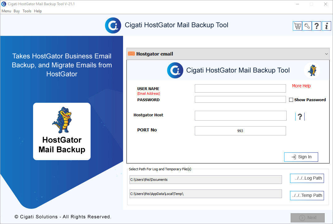 Cigati HostGator Backup Tool latest version - Get best Windows software