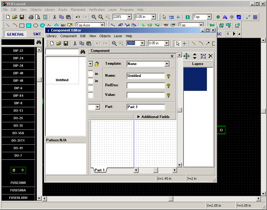 diptrace pattern editor shape to pad